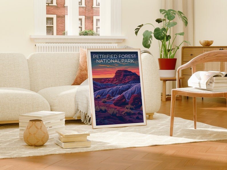 Affiche du parc national de Petrified Forest, impression de la forêt pétrifiée, affiche de l'Arizona, impression de l'Arizona, affiche de voyage de la forêt pétrifiée, art de l'Arizona