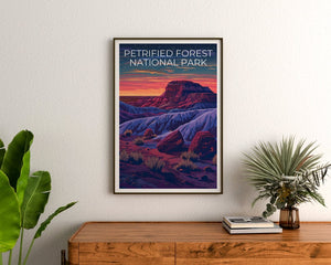 Affiche du parc national de Petrified Forest, impression de la forêt pétrifiée, affiche de l'Arizona, impression de l'Arizona, affiche de voyage de la forêt pétrifiée, art de l'Arizona