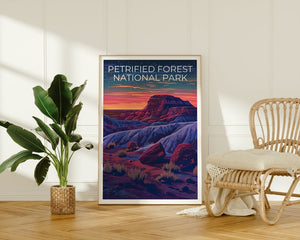 Affiche du parc national de Petrified Forest, impression de la forêt pétrifiée, affiche de l'Arizona, impression de l'Arizona, affiche de voyage de la forêt pétrifiée, art de l'Arizona