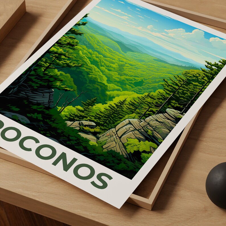 Affiche Poconos, Impression Poconos, Affiche Pennsylvanie, Impression Pennsylvanie, Affiche de voyage Poconos, Affiche des montagnes Pocono, Art Poconos