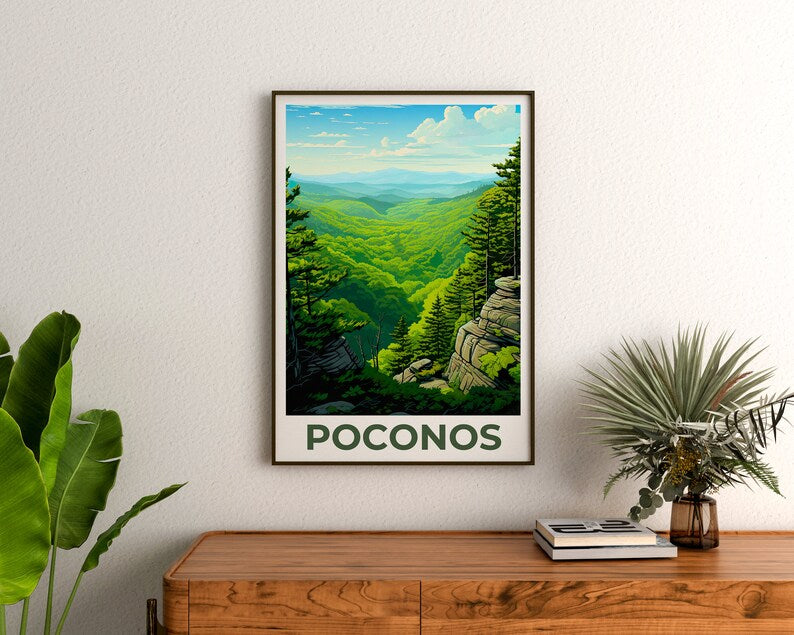 Affiche Poconos, Impression Poconos, Affiche Pennsylvanie, Impression Pennsylvanie, Affiche de voyage Poconos, Affiche des montagnes Pocono, Art Poconos