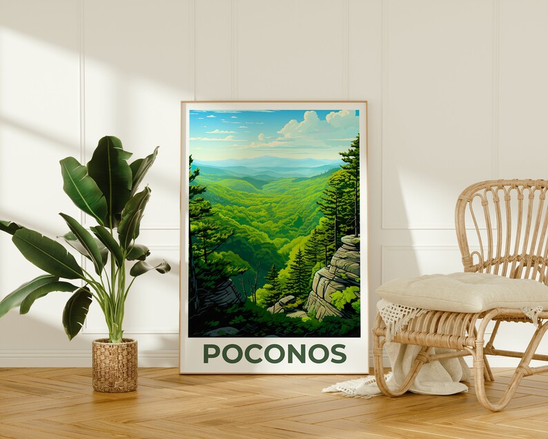 Affiche Poconos, Impression Poconos, Affiche Pennsylvanie, Impression Pennsylvanie, Affiche de voyage Poconos, Affiche des montagnes Pocono, Art Poconos
