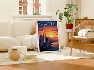 Seattle Travel Poster, Washington Wall Art, Washington Print, Seattle Poster, Washington Poster, Space Needle Poster, Seattle Print