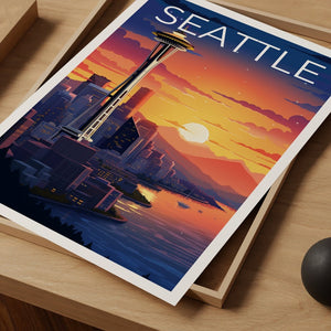 Seattle Travel Poster, Washington Wall Art, Washington Print, Seattle Poster, Washington Poster, Space Needle Poster, Seattle Print