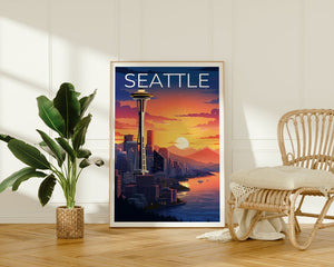 Seattle Travel Poster, Washington Wall Art, Washington Print, Seattle Poster, Washington Poster, Space Needle Poster, Seattle Print