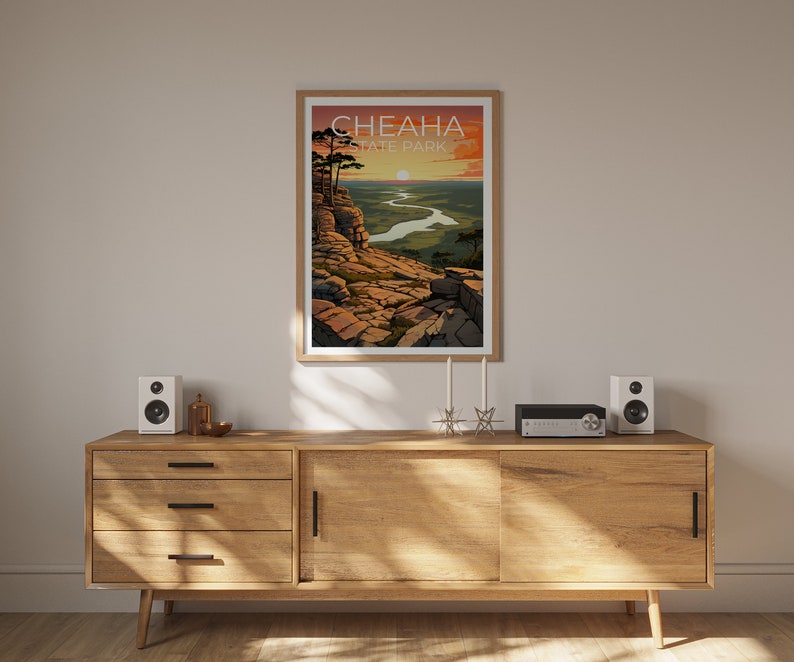 Affiche de voyage Cheaha Park, Art mural Alabama, Impression Alabama, Affiche Cheaha Park, Affiche Alabama, Affiche Forêt, Art Cheaha Park