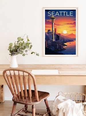 Seattle Travel Poster, Washington Wall Art, Washington Print, Seattle Poster, Washington Poster, Space Needle Poster, Seattle Print