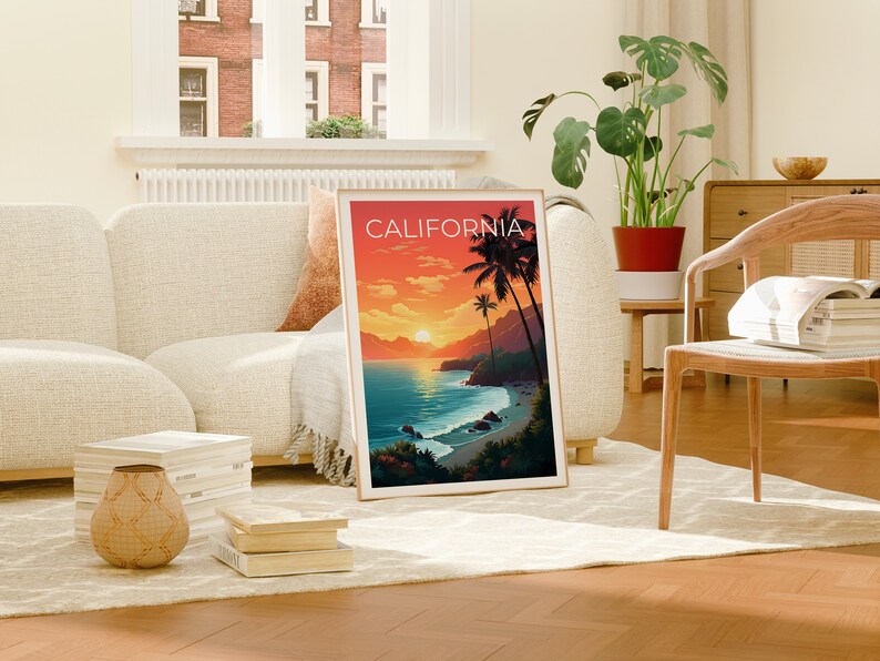 Affiche de Californie, Impression de Californie, Affiche de la côte, Impression de la côte, Affiche de voyage en Californie, Art de la côte, Art de la côte
