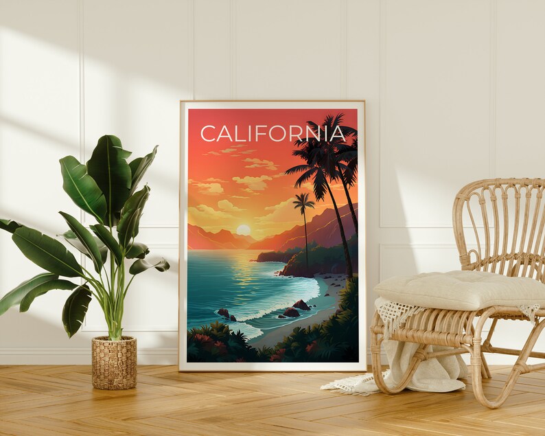 Affiche de Californie, Impression de Californie, Affiche de la côte, Impression de la côte, Affiche de voyage en Californie, Art de la côte, Art de la côte