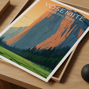 Affiche de voyage Yosemite, art mural de Californie, affiche El Capitan, affiche Yosemite, art El Capitan, affiche nature, art Yosemite
