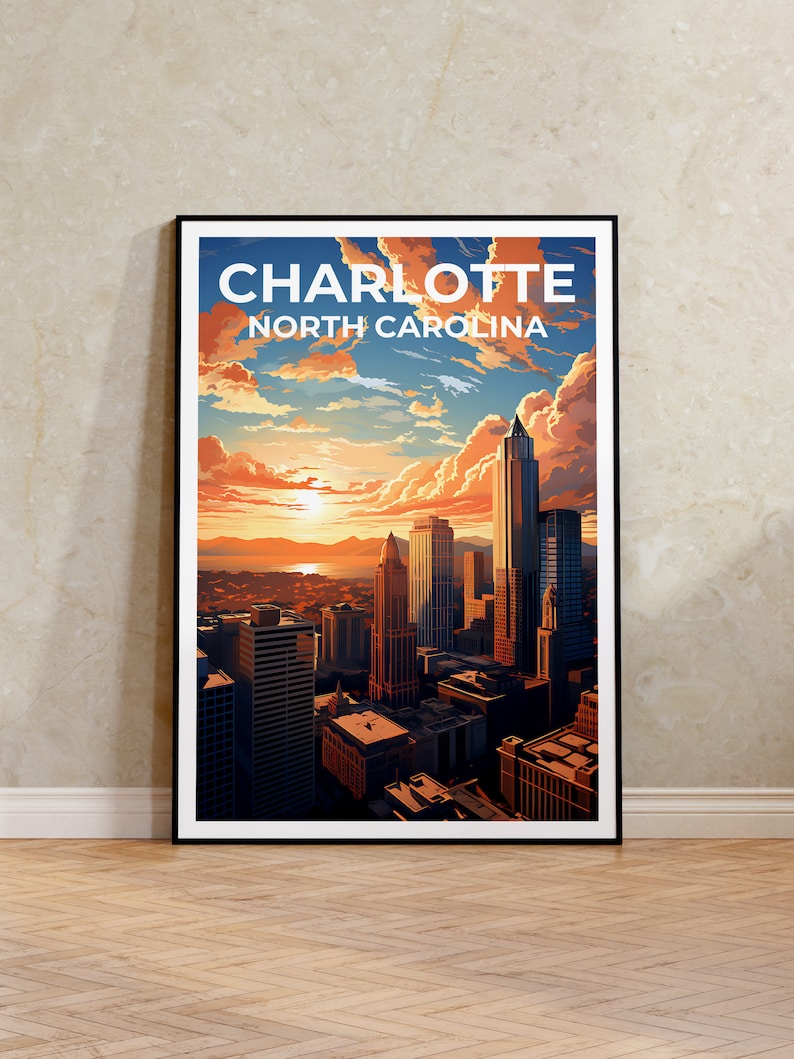 Charlotte Travel Poster, North Carolina Art, North Carolina Print, Charlotte Poster, North Carolina Poster, City Poster