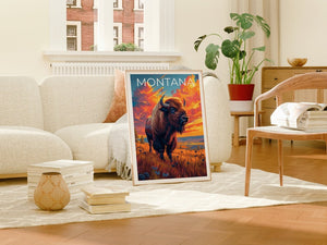 Montana Poster, Montana Print, Buffalo Poster, Buffalo Print, Montana Travel Poster, Buffalo Art, Montana Art
