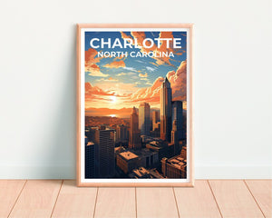Charlotte Travel Poster, North Carolina Art, North Carolina Print, Charlotte Poster, North Carolina Poster, City Poster