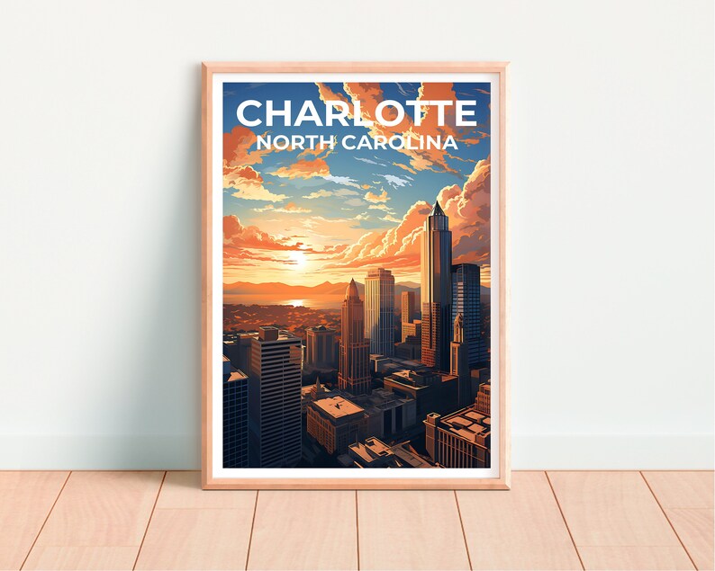 Charlotte Travel Poster, North Carolina Art, North Carolina Print, Charlotte Poster, North Carolina Poster, City Poster