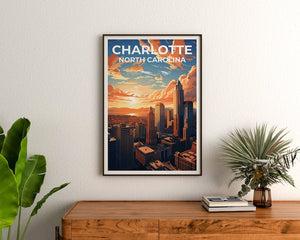 Charlotte Travel Poster, North Carolina Art, North Carolina Print, Charlotte Poster, North Carolina Poster, City Poster