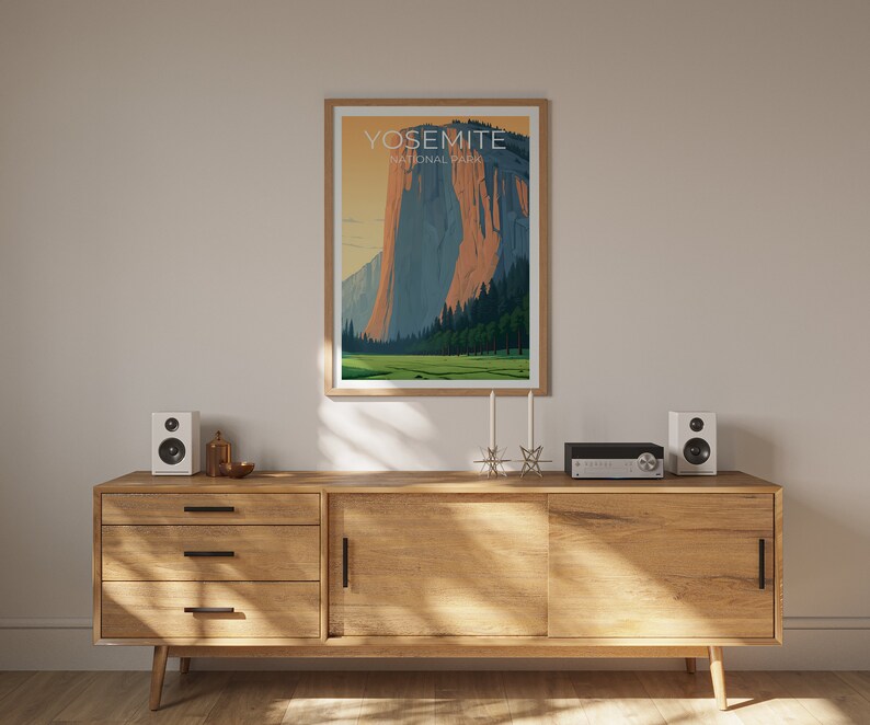 Affiche de voyage Yosemite, art mural de Californie, affiche El Capitan, affiche Yosemite, art El Capitan, affiche nature, art Yosemite