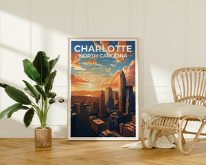 Charlotte Travel Poster, North Carolina Art, North Carolina Print, Charlotte Poster, North Carolina Poster, City Poster