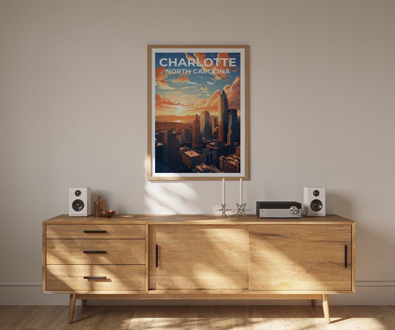 Charlotte Travel Poster, North Carolina Art, North Carolina Print, Charlotte Poster, North Carolina Poster, City Poster