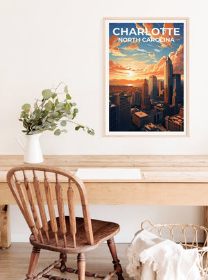 Charlotte Travel Poster, North Carolina Art, North Carolina Print, Charlotte Poster, North Carolina Poster, City Poster
