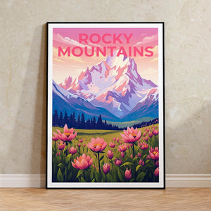 Rocky Mountains Travel Poster, Mountain Wall Art, Mountain Print, Rocky Mountains Poster, Mountain Poster, Nature Poster