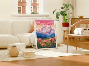 Rocky Mountains Travel Poster, Mountain Wall Art, Mountain Print, Rocky Mountains Poster, Mountain Poster, Nature Poster