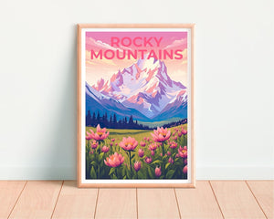 Rocky Mountains Travel Poster, Mountain Wall Art, Mountain Print, Rocky Mountains Poster, Mountain Poster, Nature Poster