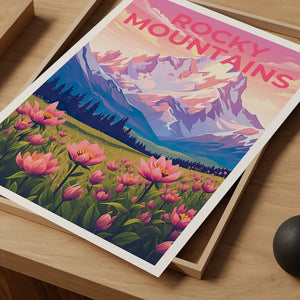 Rocky Mountains Travel Poster, Mountain Wall Art, Mountain Print, Rocky Mountains Poster, Mountain Poster, Nature Poster