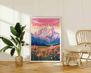 Rocky Mountains Travel Poster, Mountain Wall Art, Mountain Print, Rocky Mountains Poster, Mountain Poster, Nature Poster