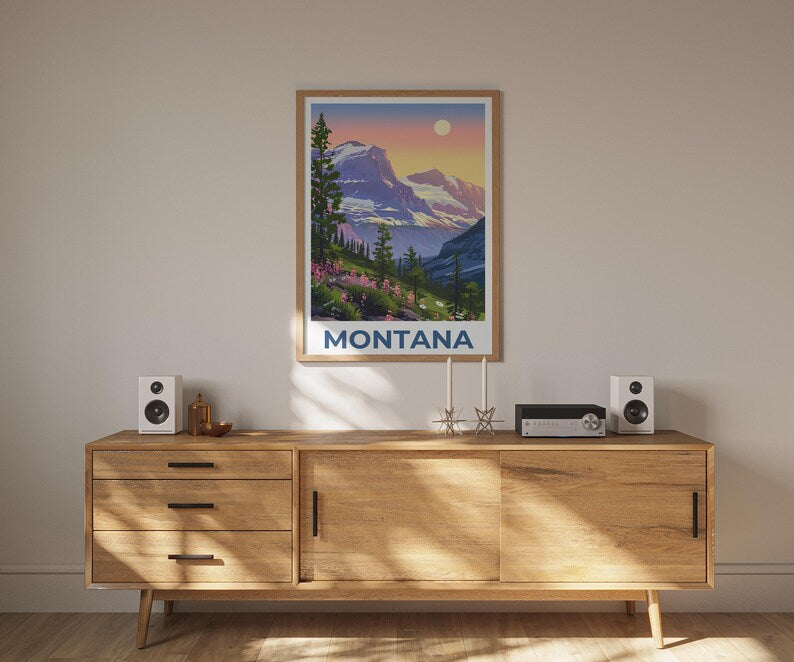 Montana Poster, Montana Print, Mountain Poster, Mountain Print, Montana Travel Poster, Forest Poster, Montana Art