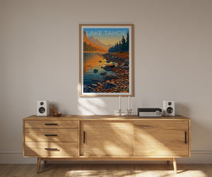 Affiche de voyage sur le lac Tahoe, art mural en Californie, impression Nevada, affiche sur le lac Tahoe, affiche sur le lac, affiche sur la nature, art sur le lac Tahoe