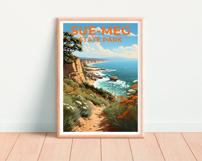 Sue-meg State Park Travel Poster, California Wall Art, California Print, Sue-meg Poster, California Poster, Nature Poster, Sue-meg Art