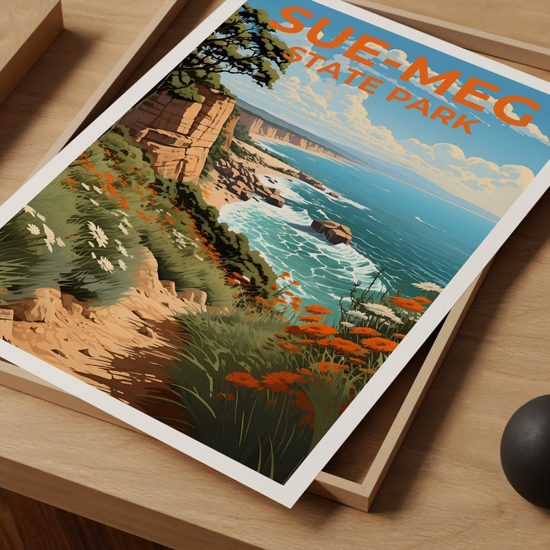 Sue-meg State Park Travel Poster, California Wall Art, California Print, Sue-meg Poster, California Poster, Nature Poster, Sue-meg Art