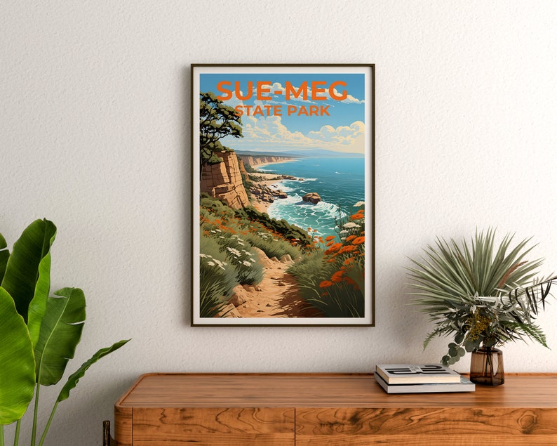 Sue-meg State Park Travel Poster, California Wall Art, California Print, Sue-meg Poster, California Poster, Nature Poster, Sue-meg Art