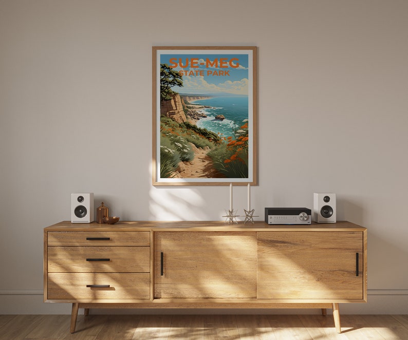 Sue-meg State Park Travel Poster, California Wall Art, California Print, Sue-meg Poster, California Poster, Nature Poster, Sue-meg Art
