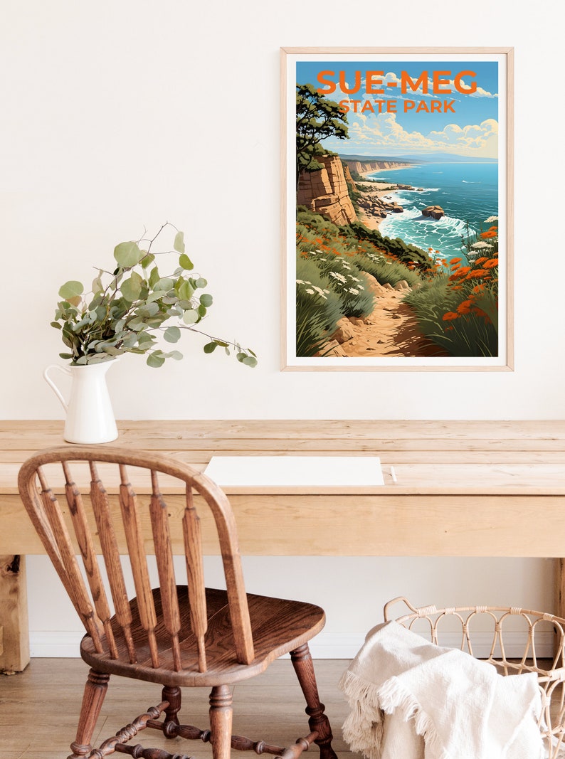 Sue-meg State Park Travel Poster, California Wall Art, California Print, Sue-meg Poster, California Poster, Nature Poster, Sue-meg Art