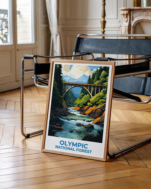 Olympic National Forest Travel Print Washington Poster Forest Wall Art Mountain Illustration Olympic Poster Home Decor Birthday Gift