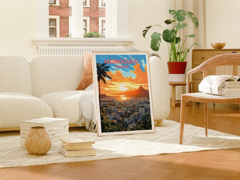 Honolulu Travel Poster, Hawaii Wall Art, Hawaii Print, Honolulu Poster, Hawaii Islands Poster, City Poster, Wall Decor