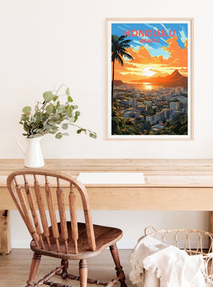 Honolulu Travel Poster, Hawaii Wall Art, Hawaii Print, Honolulu Poster, Hawaii Islands Poster, City Poster, Wall Decor