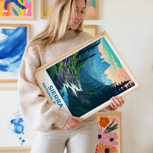 Sierra National Forest Travel Print California Poster Forest Wall Art Mountains Illustration Sierra Poster Home Decor Birthday Gift