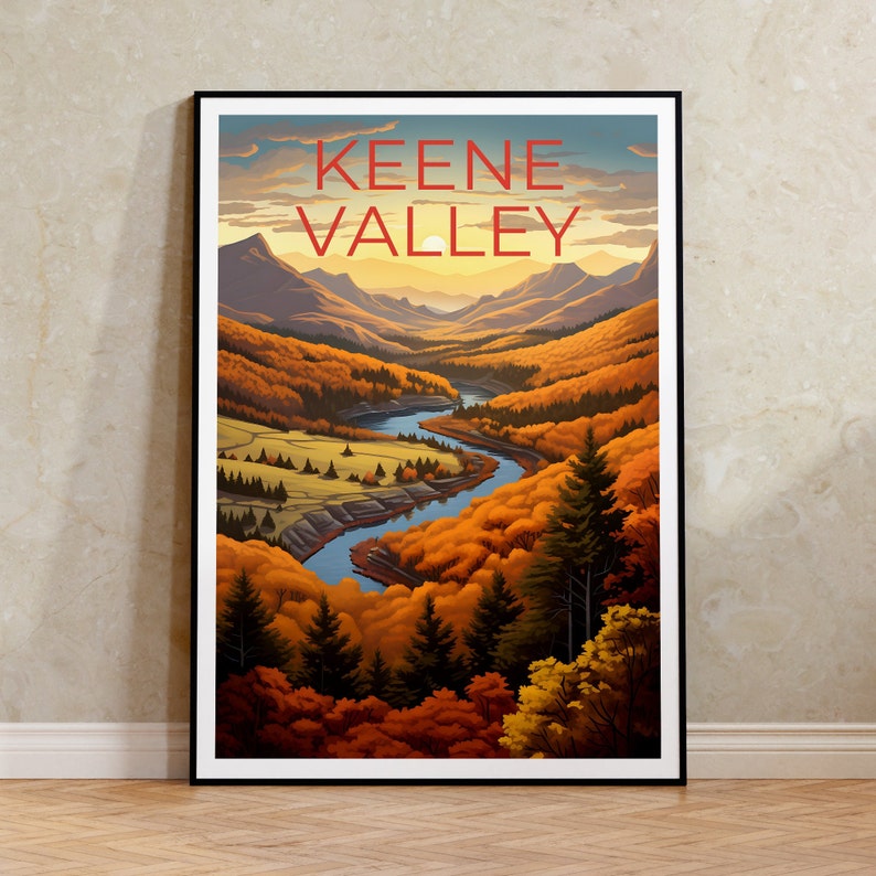 Keene Valley Poster, Keene Valley Print, New York Art, New York Print, Keene Valley Travel Poster, Mountain Poster