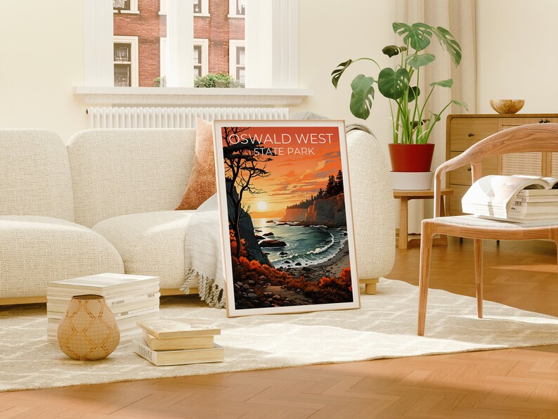 Affiche de voyage d'Oswald West, art mural de l'Oregon, impression de l'Oregon, affiche d'Oswald West, affiche de l'Oregon, affiche de la nature, art d'Oswald West
