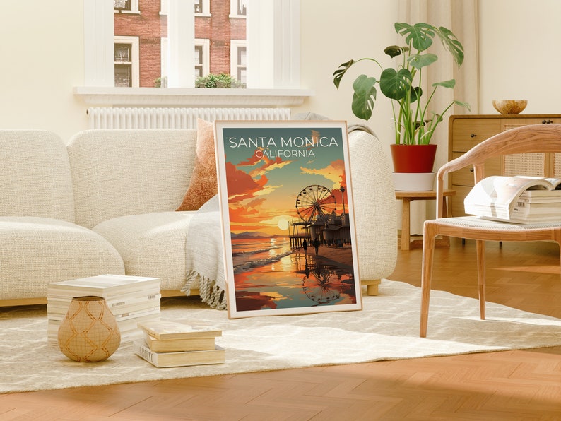 Santa Monica Travel Poster, California Wall Art, California Print,Santa Monica Poster, California Poster, City Poster, Santa Monica Art