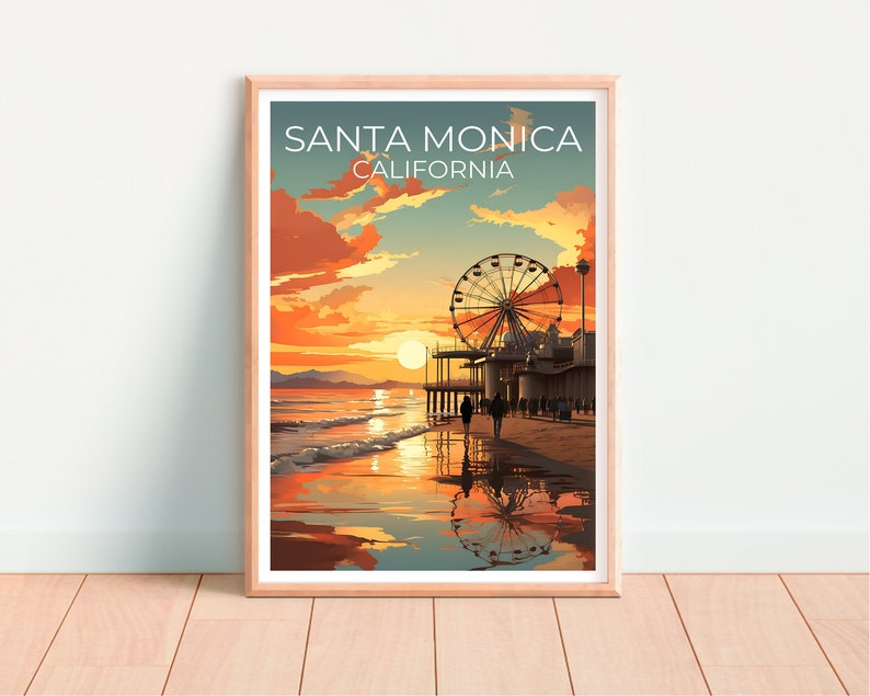 Santa Monica Travel Poster, California Wall Art, California Print,Santa Monica Poster, California Poster, City Poster, Santa Monica Art