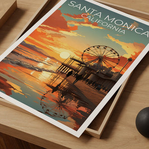 Santa Monica Travel Poster, California Wall Art, California Print,Santa Monica Poster, California Poster, City Poster, Santa Monica Art