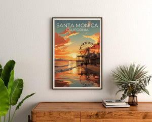 Santa Monica Travel Poster, California Wall Art, California Print,Santa Monica Poster, California Poster, City Poster, Santa Monica Art