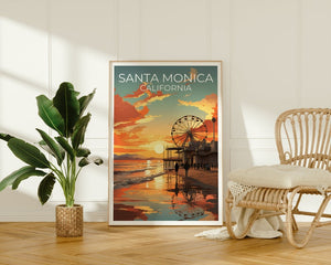 Santa Monica Travel Poster, California Wall Art, California Print,Santa Monica Poster, California Poster, City Poster, Santa Monica Art