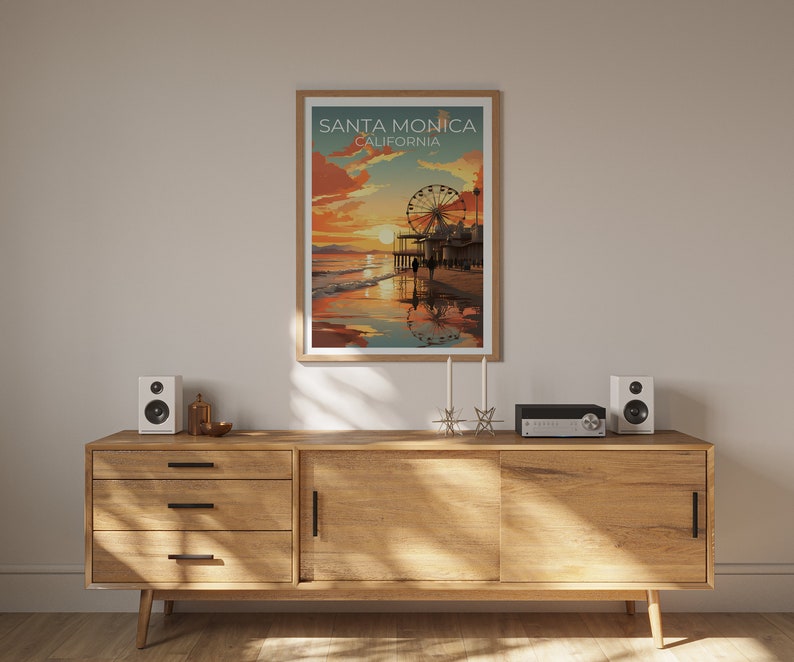 Santa Monica Travel Poster, California Wall Art, California Print,Santa Monica Poster, California Poster, City Poster, Santa Monica Art