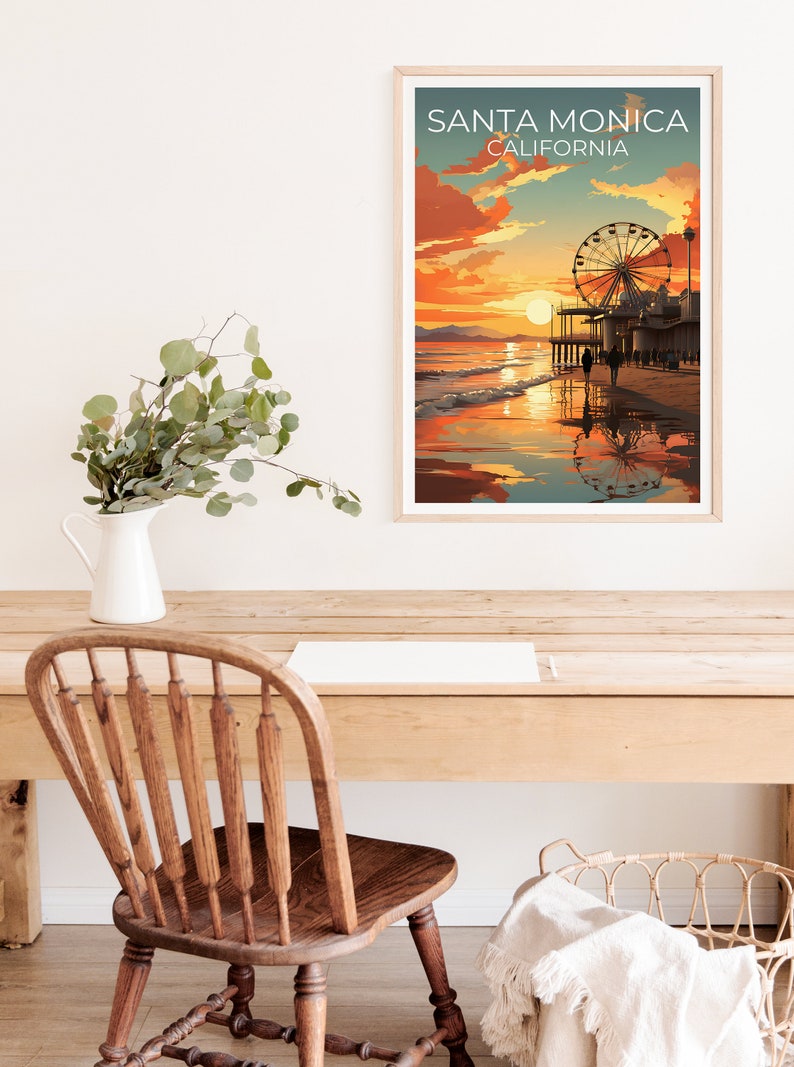 Santa Monica Travel Poster, California Wall Art, California Print,Santa Monica Poster, California Poster, City Poster, Santa Monica Art