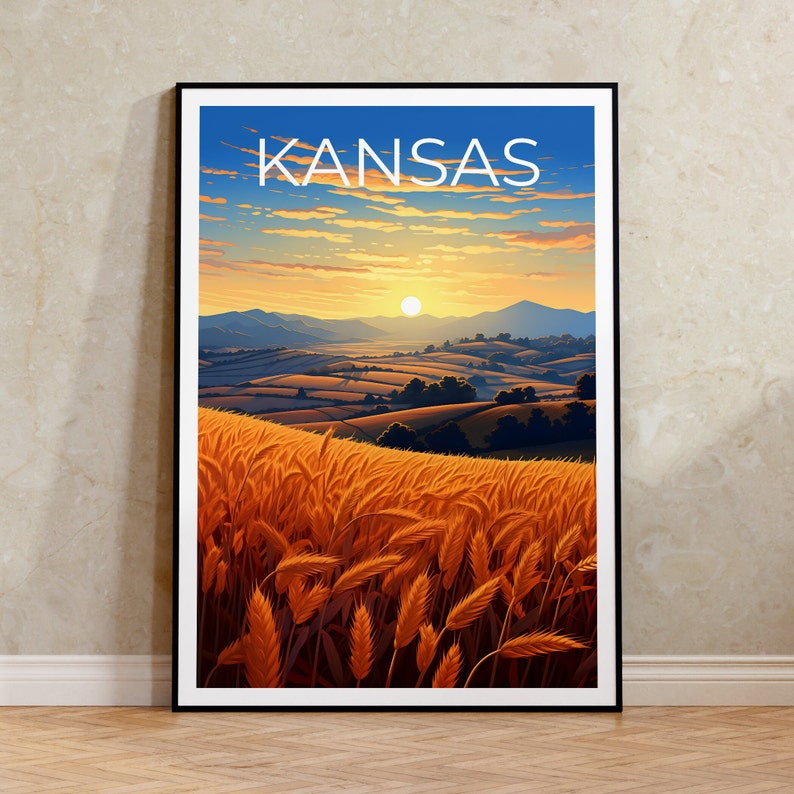 Kansas Travel Poster, Plains Wall Art, Cornfields Print, Plains Poster, Cornfields Poster, Kansas Poster, Kansas Print