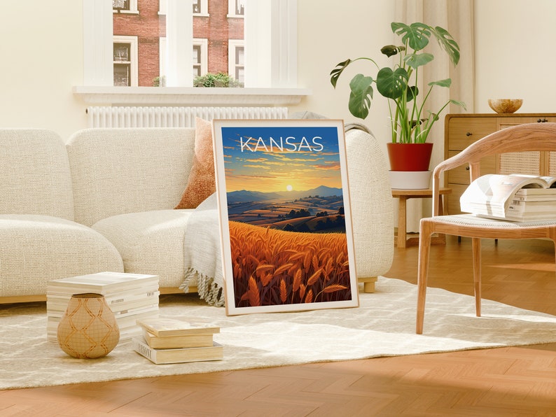 Kansas Travel Poster, Plains Wall Art, Cornfields Print, Plains Poster, Cornfields Poster, Kansas Poster, Kansas Print
